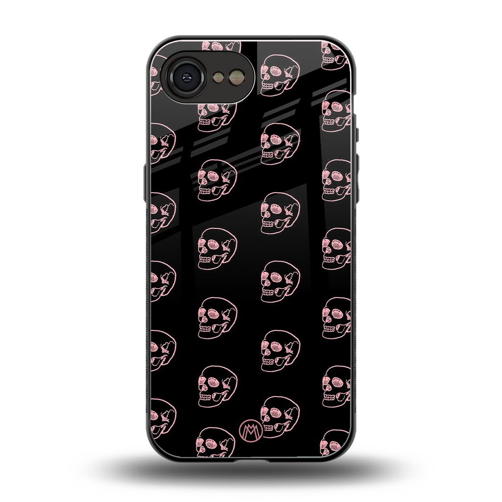 pink skull pattern back phone cover | glass case for iphone 16e