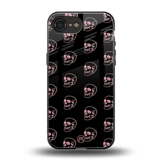 pink skull pattern back phone cover | glass case for iphone 16e