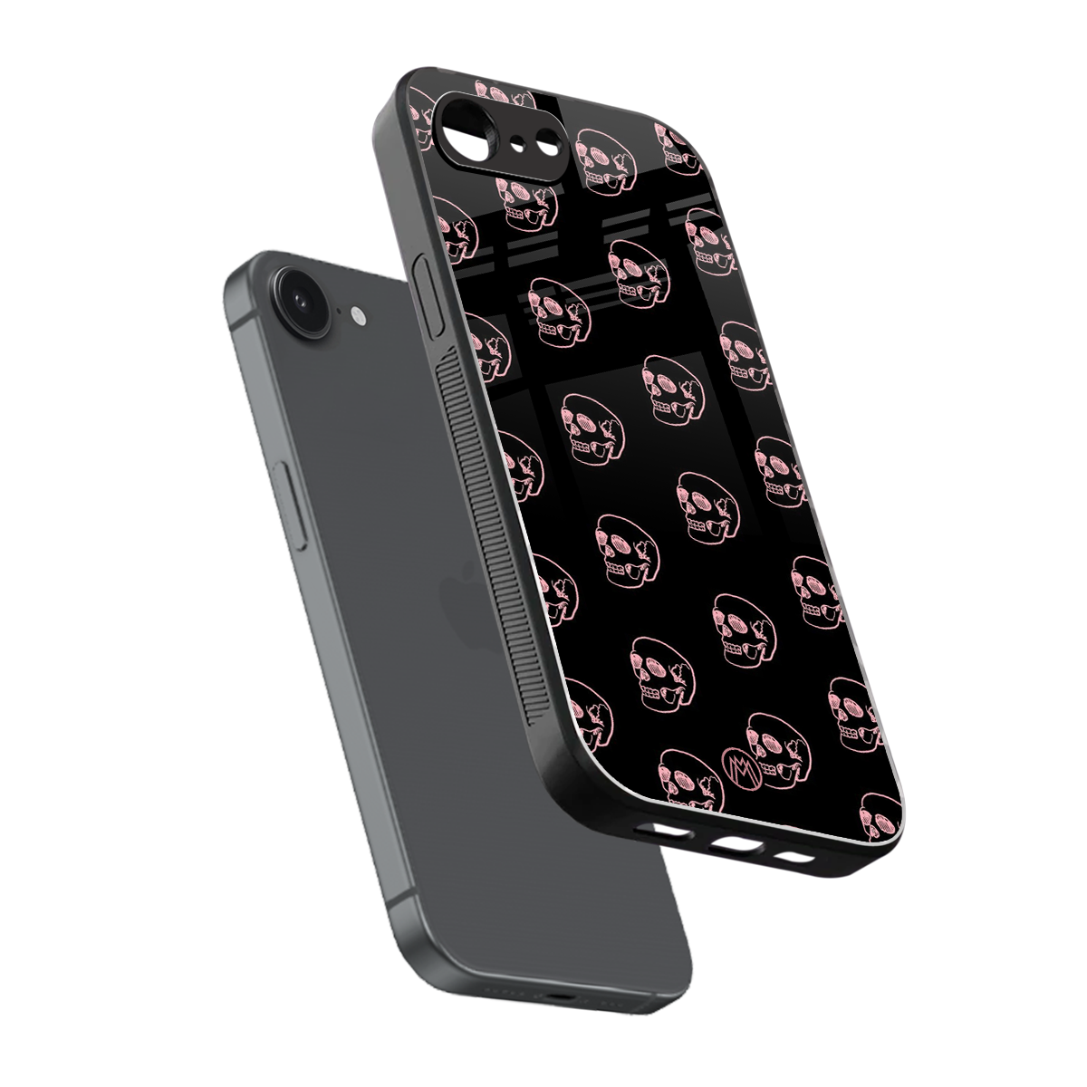 pink skull pattern back phone cover | glass case for iphone 16e