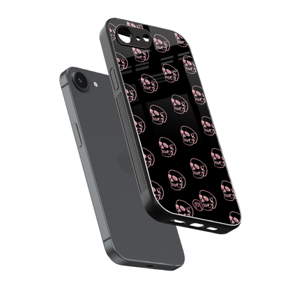 pink skull pattern back phone cover | glass case for iphone 16e