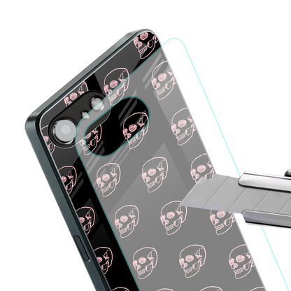 pink skull pattern back phone cover | glass case for iphone 16e