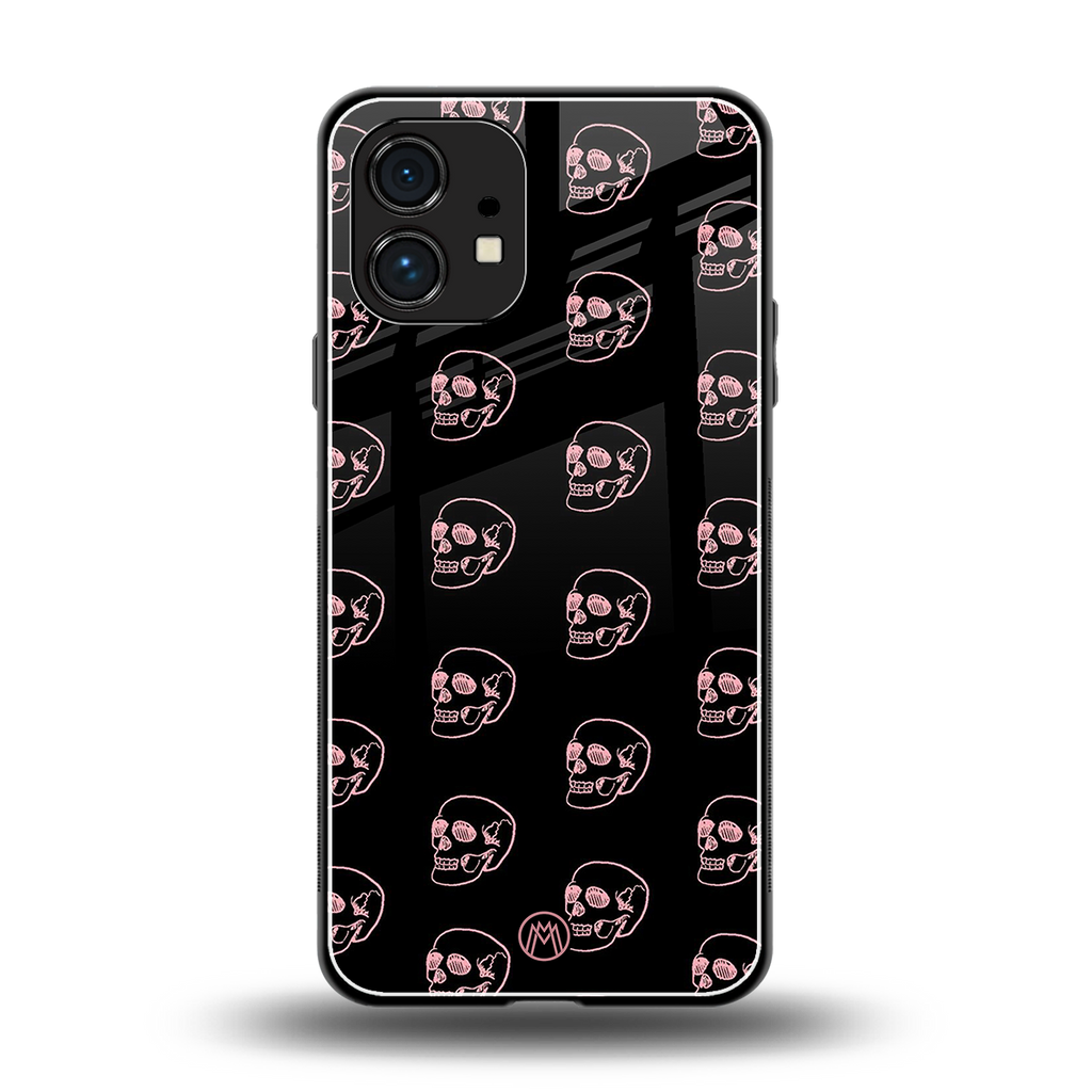pink skull pattern back phone cover | glass case for nothing phone 1