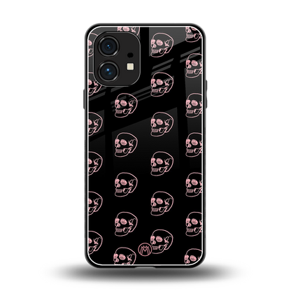 pink skull pattern back phone cover | glass case for nothing phone 1
