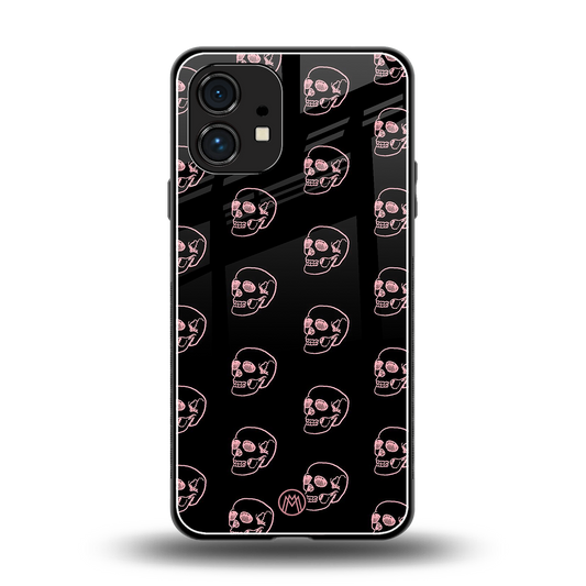 pink skull pattern back phone cover | glass case for nothing phone 1