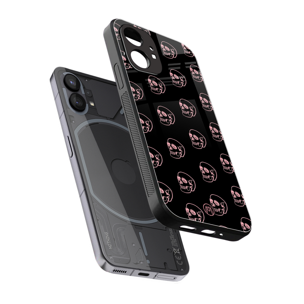 pink skull pattern back phone cover | glass case for nothing phone 1