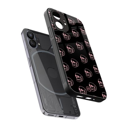 pink skull pattern back phone cover | glass case for nothing phone 1