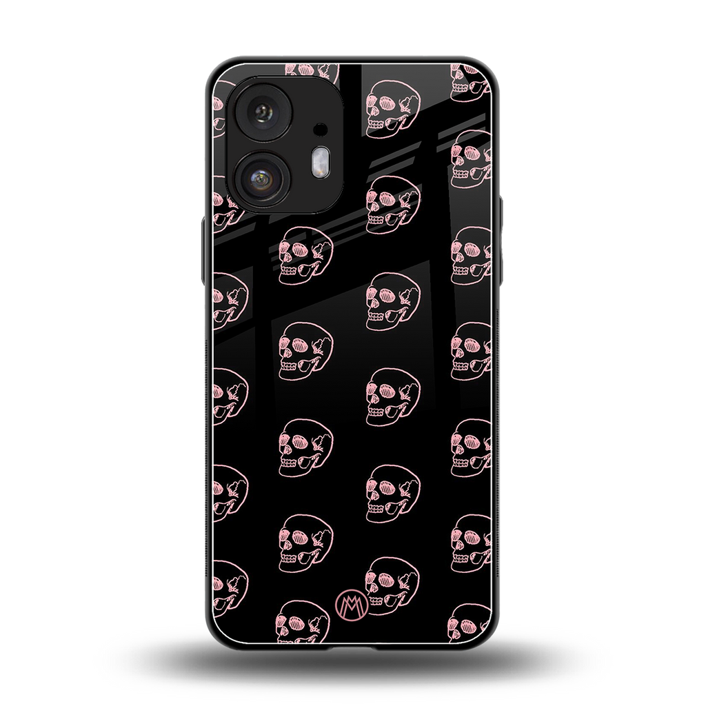 pink skull pattern back phone cover | glass case for nothing phone 2