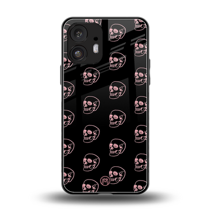 pink skull pattern back phone cover | glass case for nothing phone 2