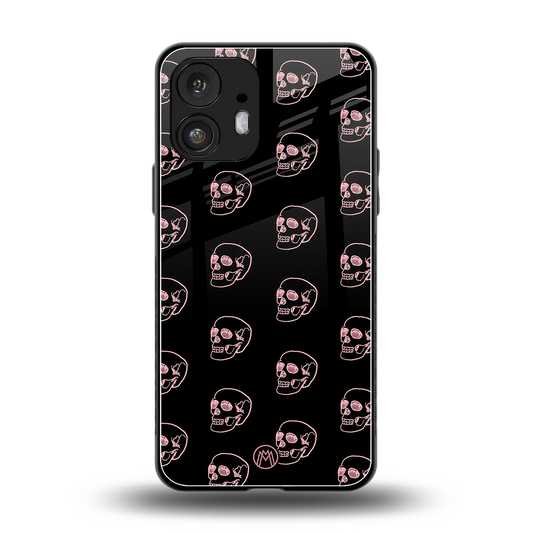 pink skull pattern back phone cover | glass case for nothing phone 2
