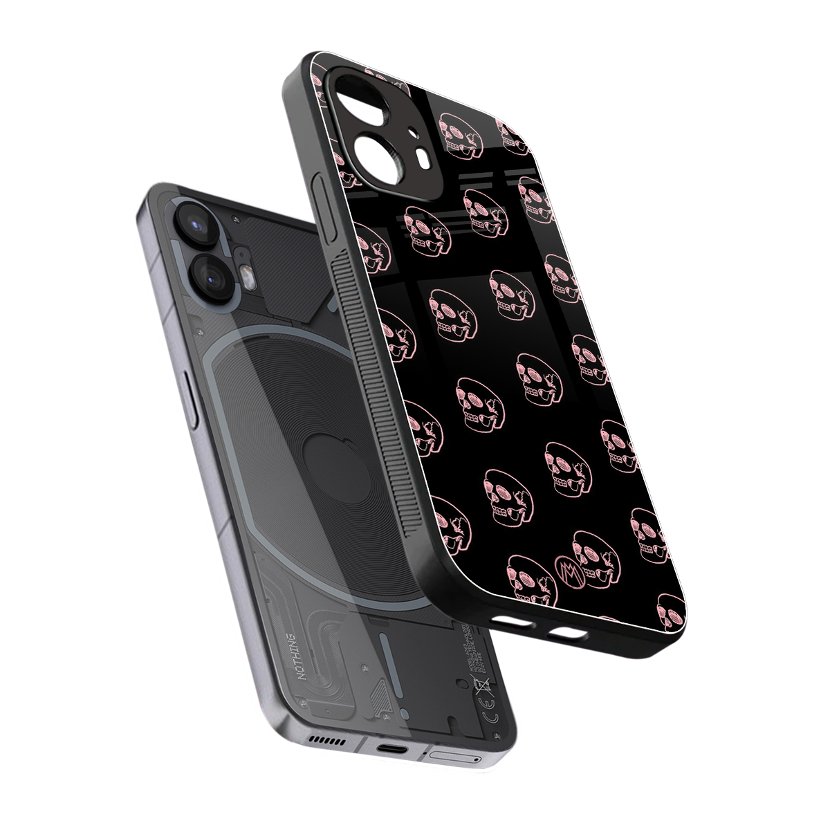 pink skull pattern back phone cover | glass case for nothing phone 2