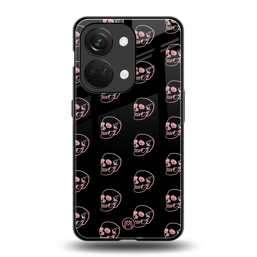pink skull pattern back phone cover | glass case for oneplus nord 3