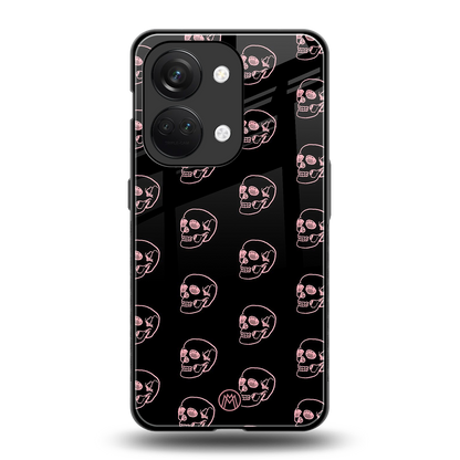 pink skull pattern back phone cover | glass case for oneplus nord 3