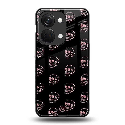 pink skull pattern back phone cover | glass case for oneplus nord 3