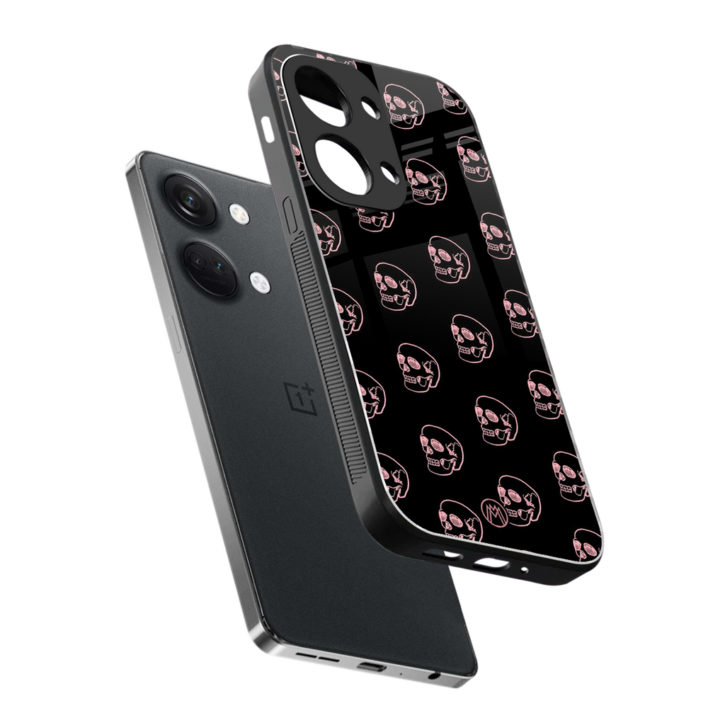 pink skull pattern back phone cover | glass case for oneplus nord 3