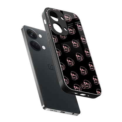 pink skull pattern back phone cover | glass case for oneplus nord 3
