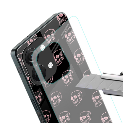 pink skull pattern back phone cover | glass case for oneplus nord 3