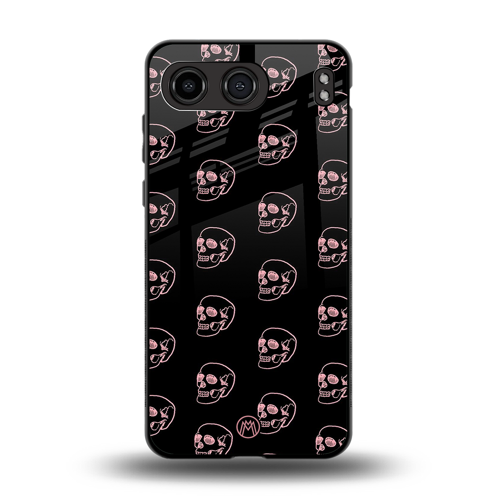 pink skull pattern back phone cover | glass case for oneplus nord 4