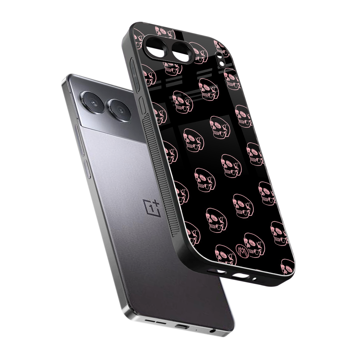 pink skull pattern back phone cover | glass case for oneplus nord 4