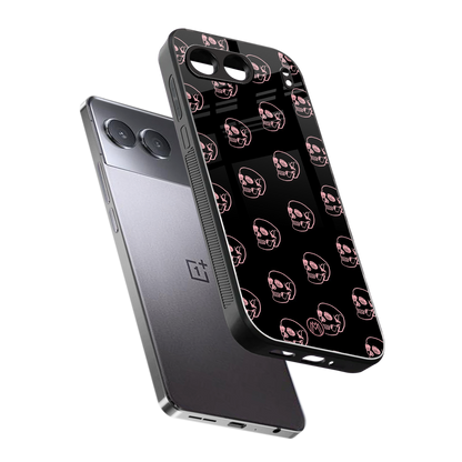 pink skull pattern back phone cover | glass case for oneplus nord 4