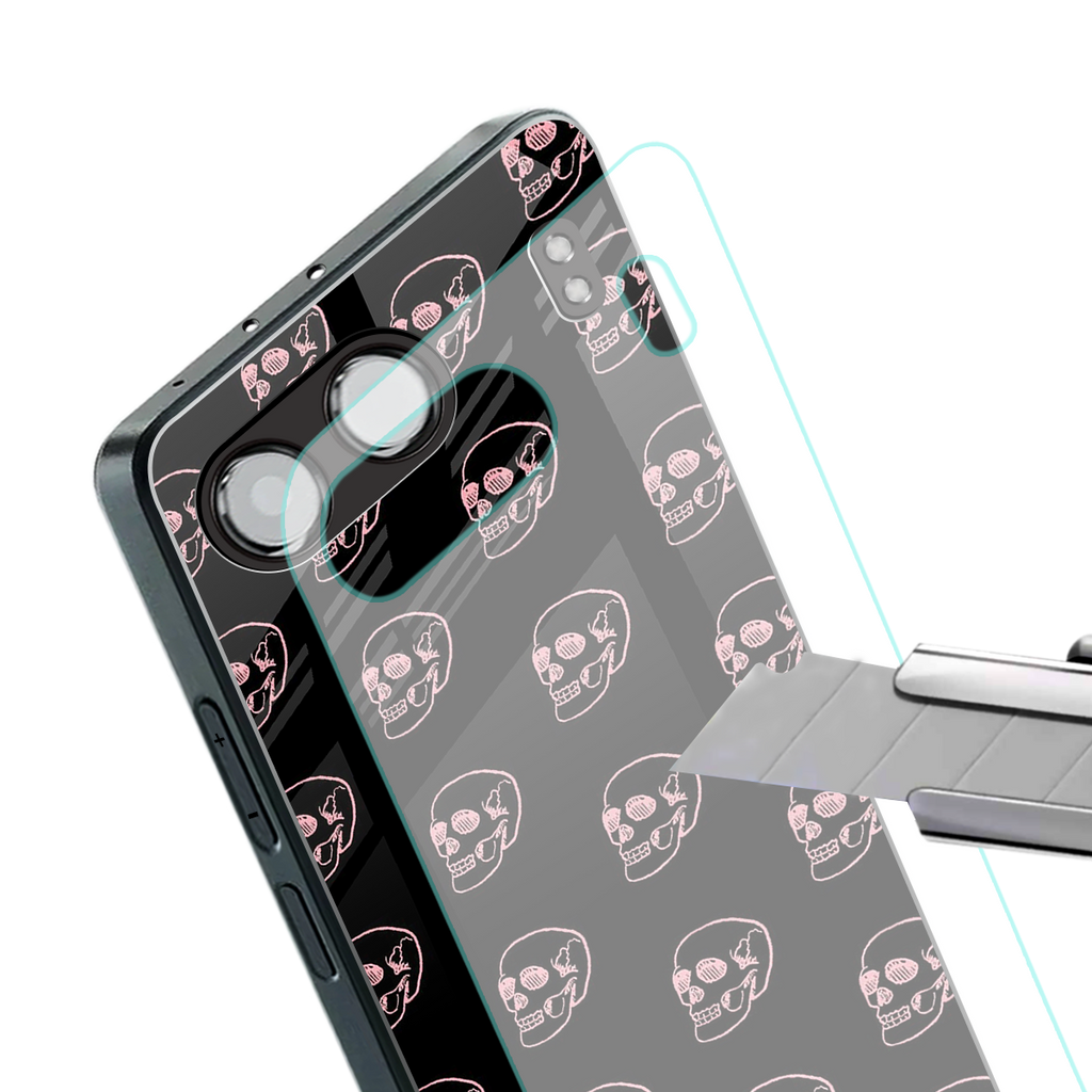 pink skull pattern back phone cover | glass case for oneplus nord 4