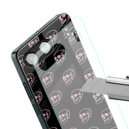 pink skull pattern back phone cover | glass case for oneplus nord 4