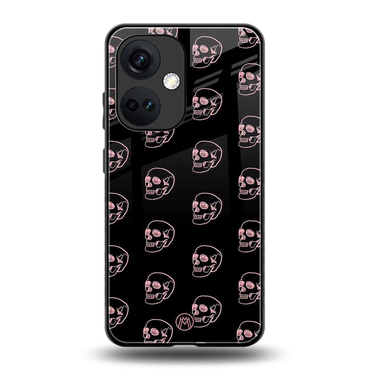 pink skull pattern back phone cover | glass case for oneplus nord ce 3