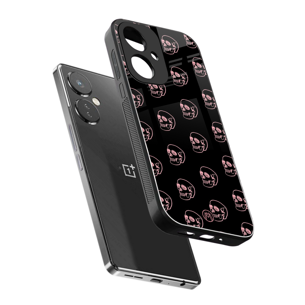 pink skull pattern back phone cover | glass case for oneplus nord ce 3