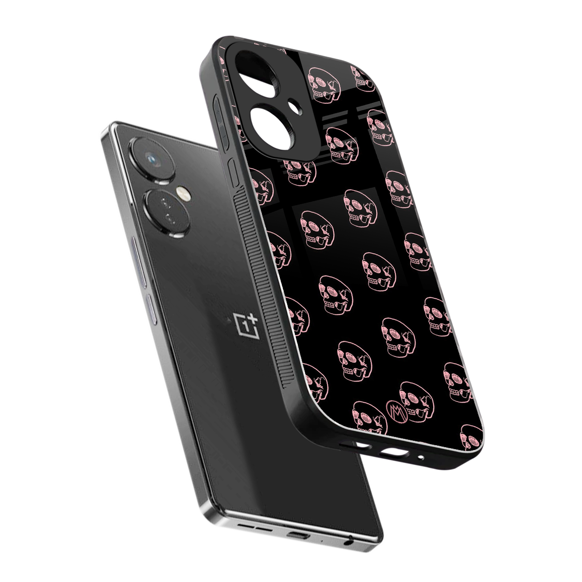 pink skull pattern back phone cover | glass case for oneplus nord ce 3