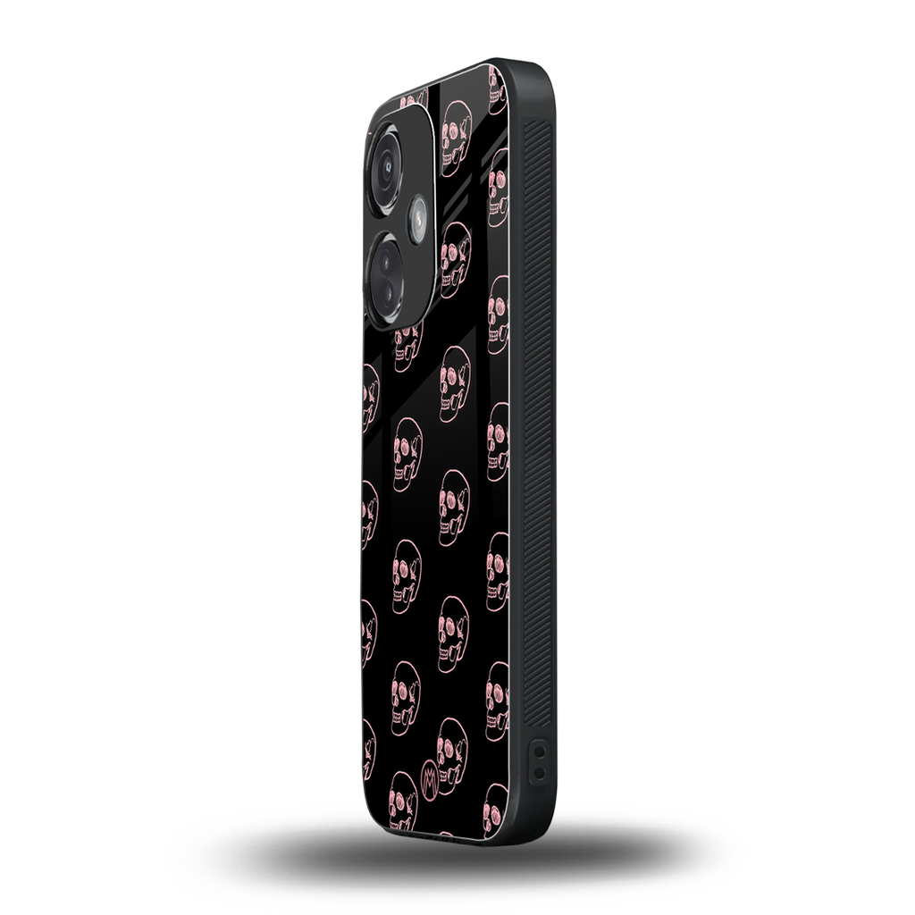 pink skull pattern back phone cover | glass case for oneplus nord ce 3