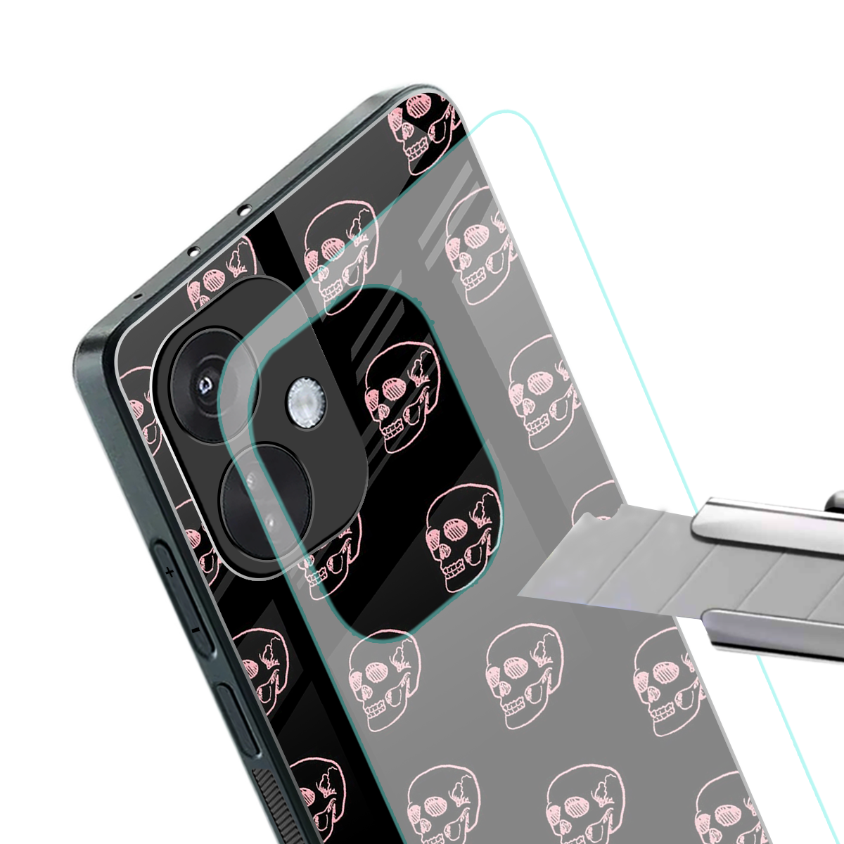 pink skull pattern back phone cover | glass case for oneplus nord ce 3