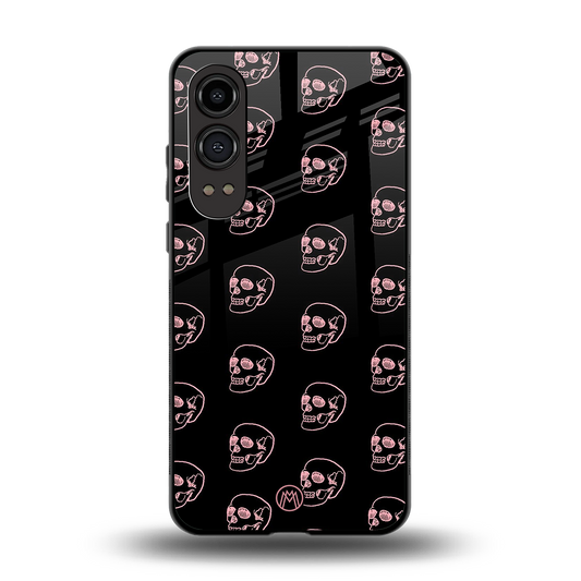 pink skull pattern back phone cover | glass case for oneplus nord ce 4 lite