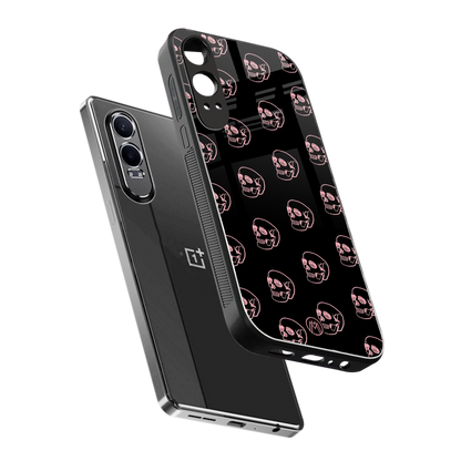 pink skull pattern back phone cover | glass case for oneplus nord ce 4 lite