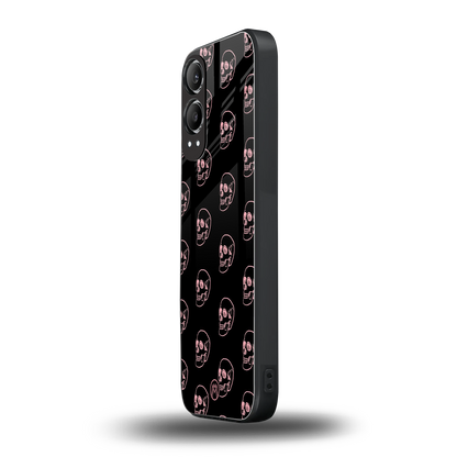 pink skull pattern back phone cover | glass case for oneplus nord ce 4 lite