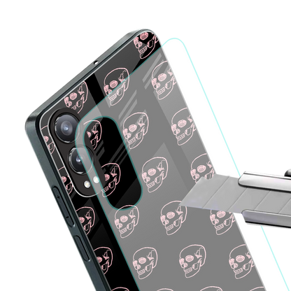 pink skull pattern back phone cover | glass case for oneplus nord ce 4 lite