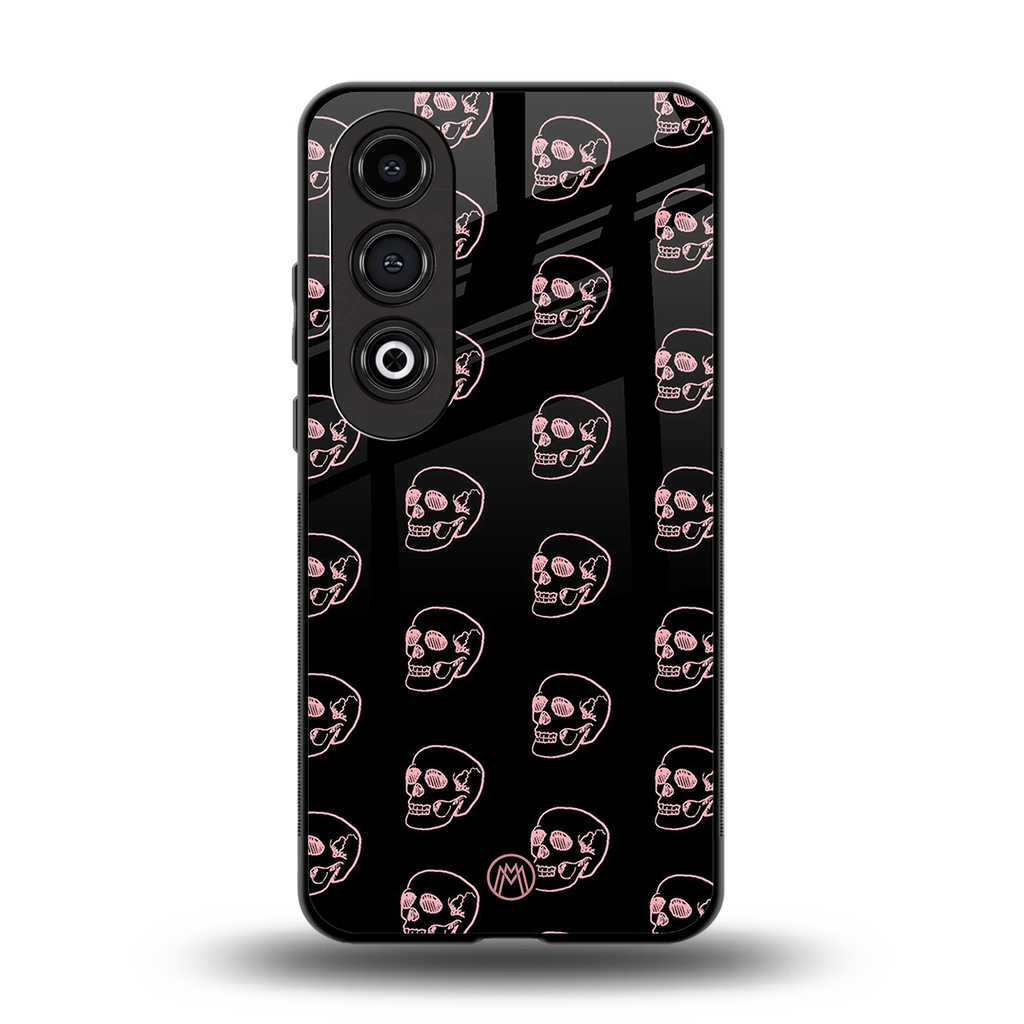 pink skull pattern back phone cover | glass case for oneplus nord ce 4