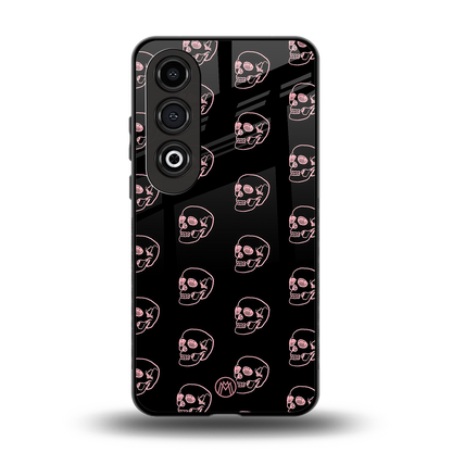 pink skull pattern back phone cover | glass case for oneplus nord ce 4