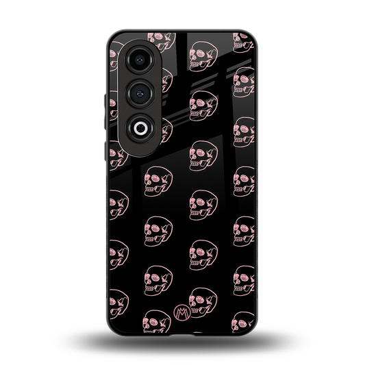 pink skull pattern back phone cover | glass case for oneplus nord ce 4