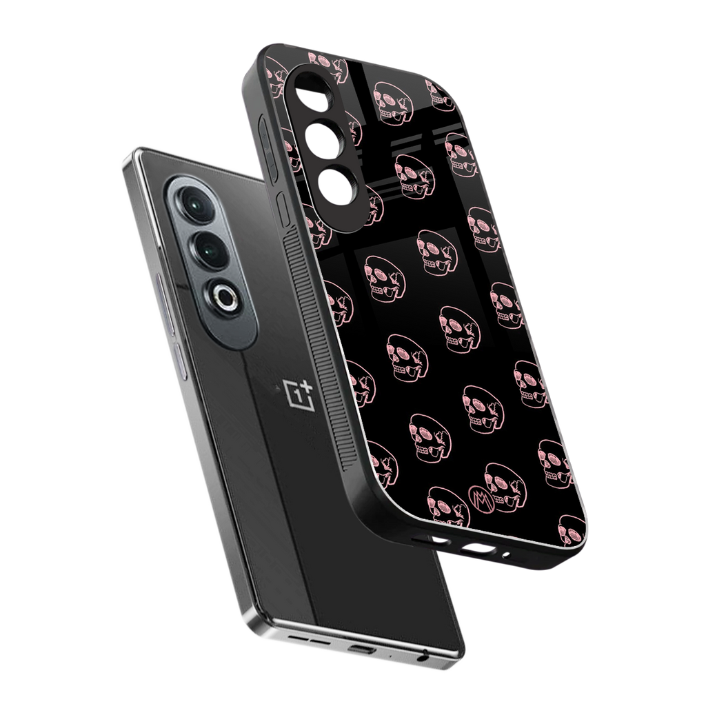pink skull pattern back phone cover | glass case for oneplus nord ce 4
