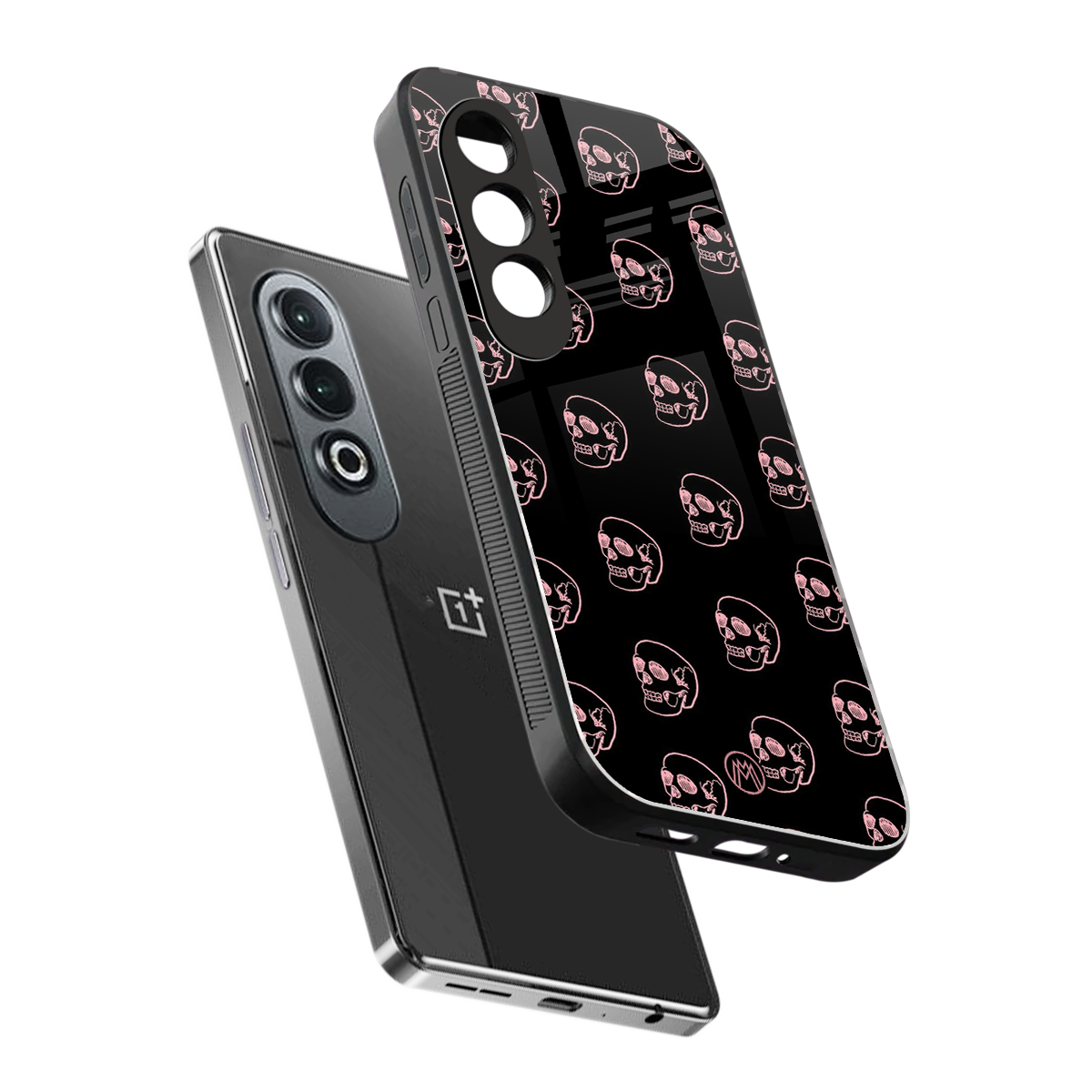 pink skull pattern back phone cover | glass case for oneplus nord ce 4