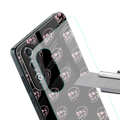 pink skull pattern back phone cover | glass case for oneplus nord ce 4