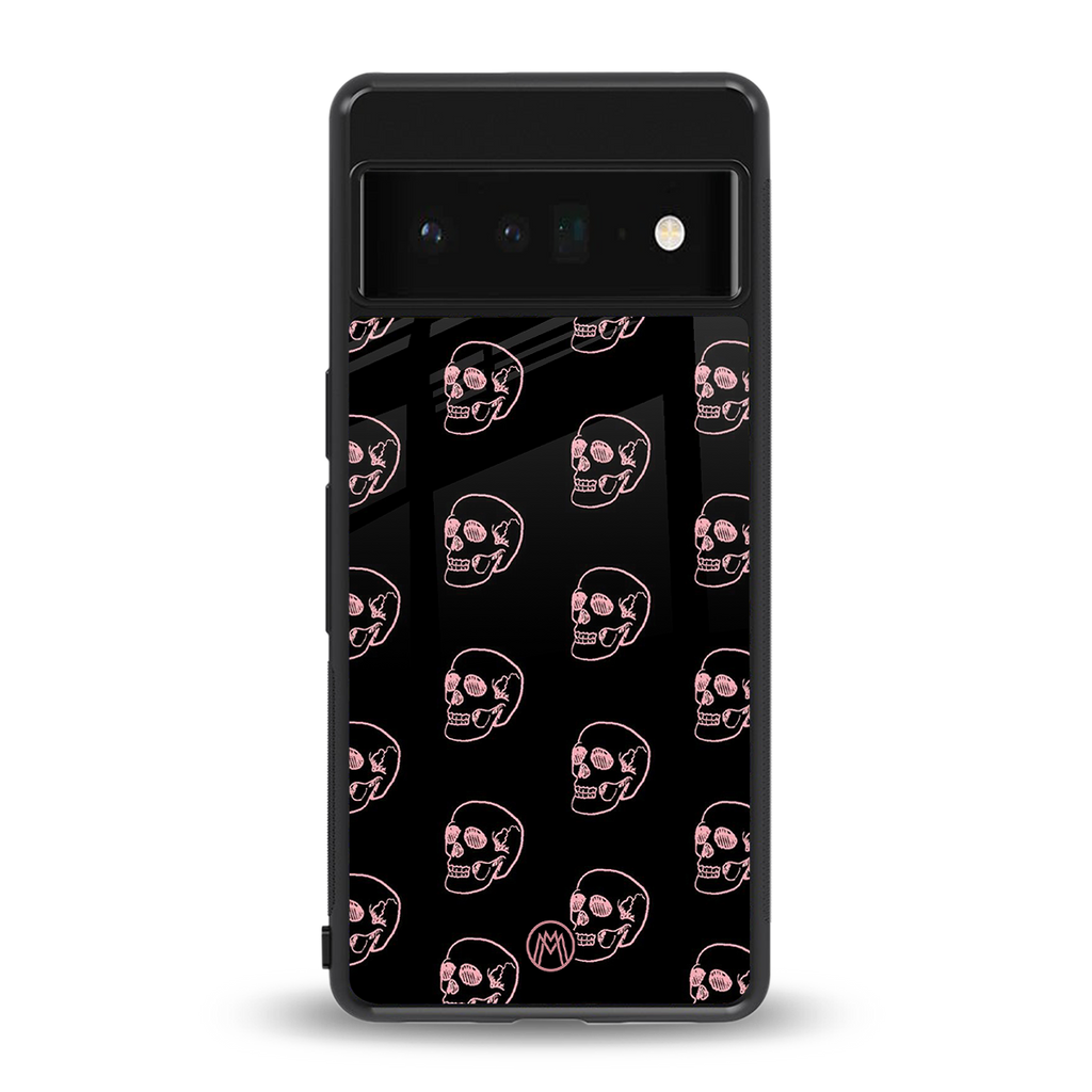 pink skull pattern back phone cover | glass case for google pixel 6 pro