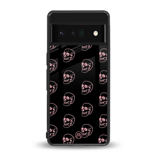 pink skull pattern back phone cover | glass case for google pixel 6 pro