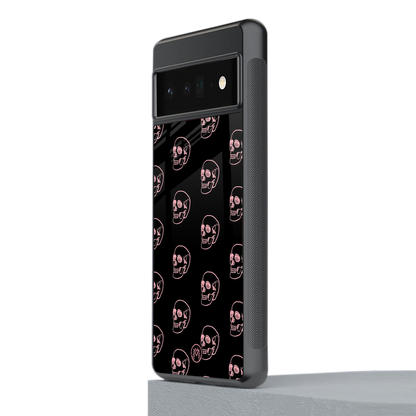 pink skull pattern back phone cover | glass case for google pixel 6 pro