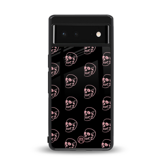 pink skull pattern back phone cover | glass case for google pixel 6
