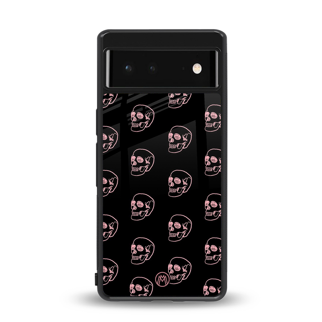 pink skull pattern back phone cover | glass case for Google Pixel 6A