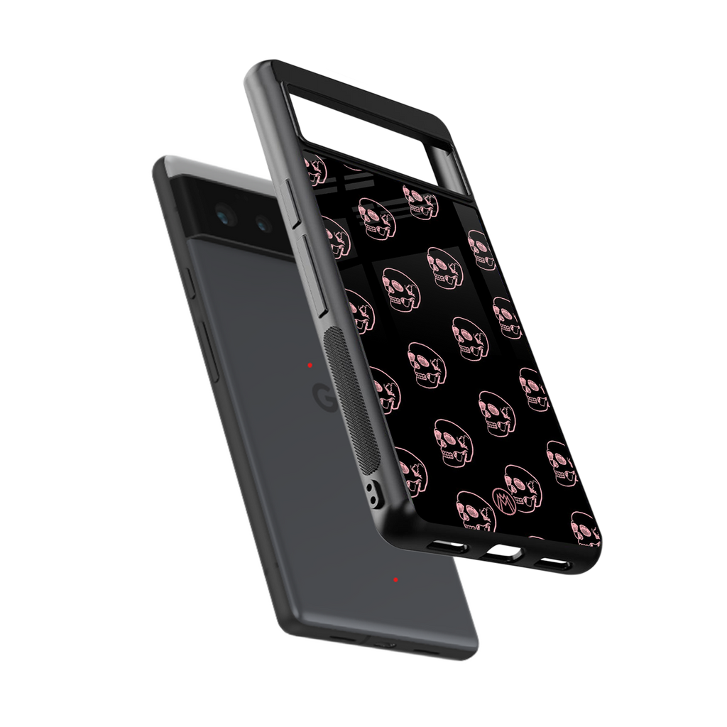 pink skull pattern back phone cover | glass case for Google Pixel 6A