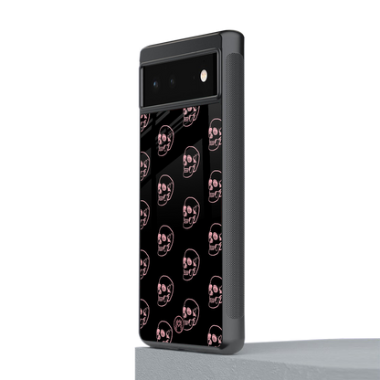 pink skull pattern back phone cover | glass case for Google Pixel 6A
