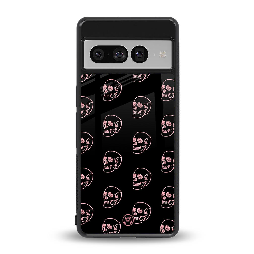 pink skull pattern back phone cover | glass case for google pixel 7 pro