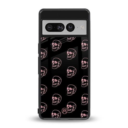 pink skull pattern back phone cover | glass case for google pixel 7 pro