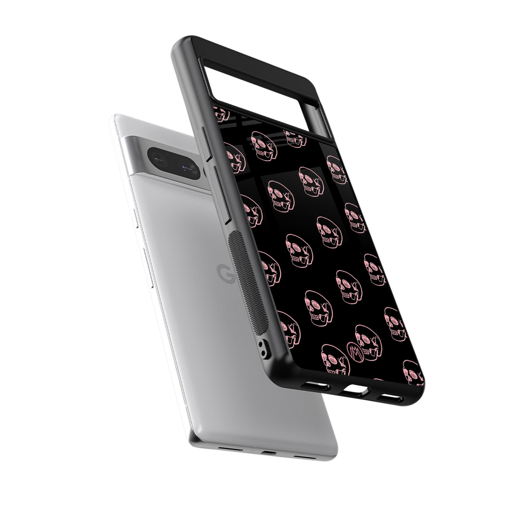 pink skull pattern back phone cover | glass case for google pixel 7 pro